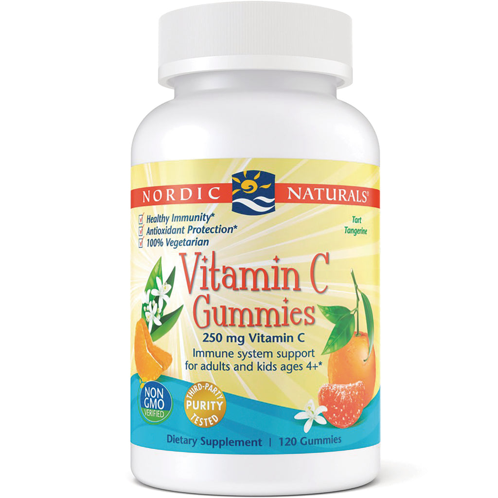 NRN117 | Nordic Naturals Vitamin C Gummies tart tangerine 250 mg bottle 120 gummies - Thumbnail