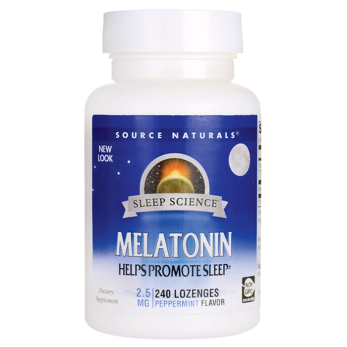 SN492 | Source Naturals Sleep Science Melatonin 2.5 mg, 240 peppermint lozenges, New Look
