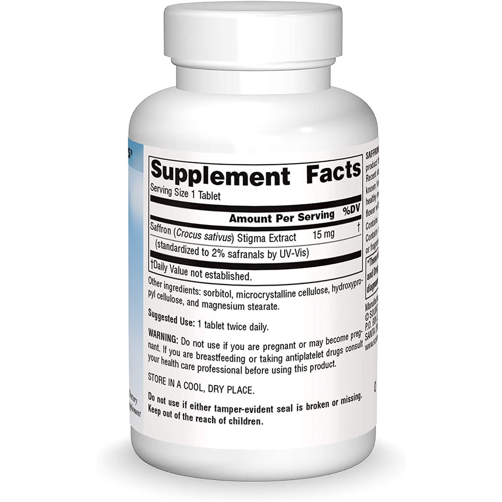SN960 | Back label with Supplement Facts for Saffron (Crocus sativus) stigma extract 15 mg - Thumbnail