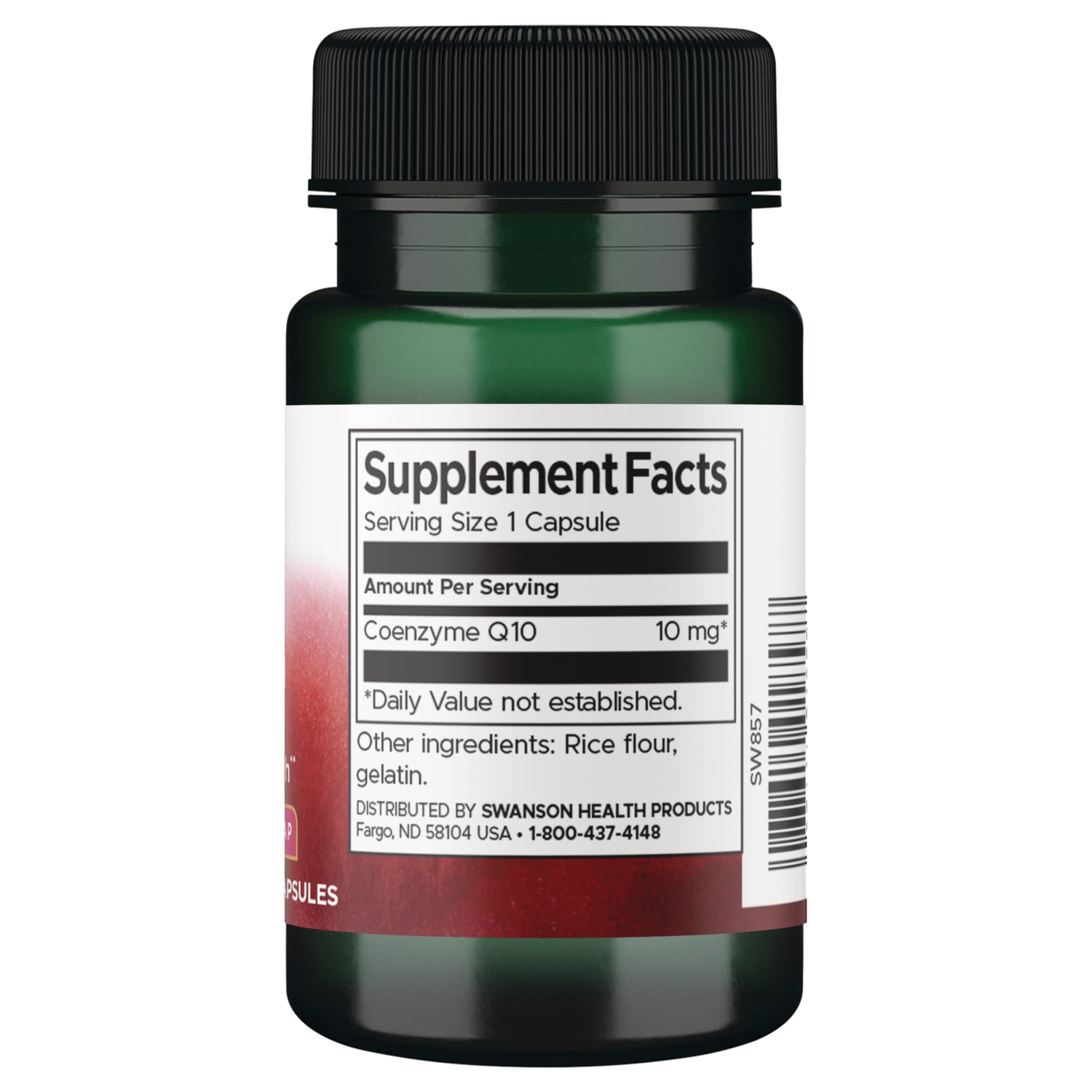 SW857 | Back label with supplement facts and serving information