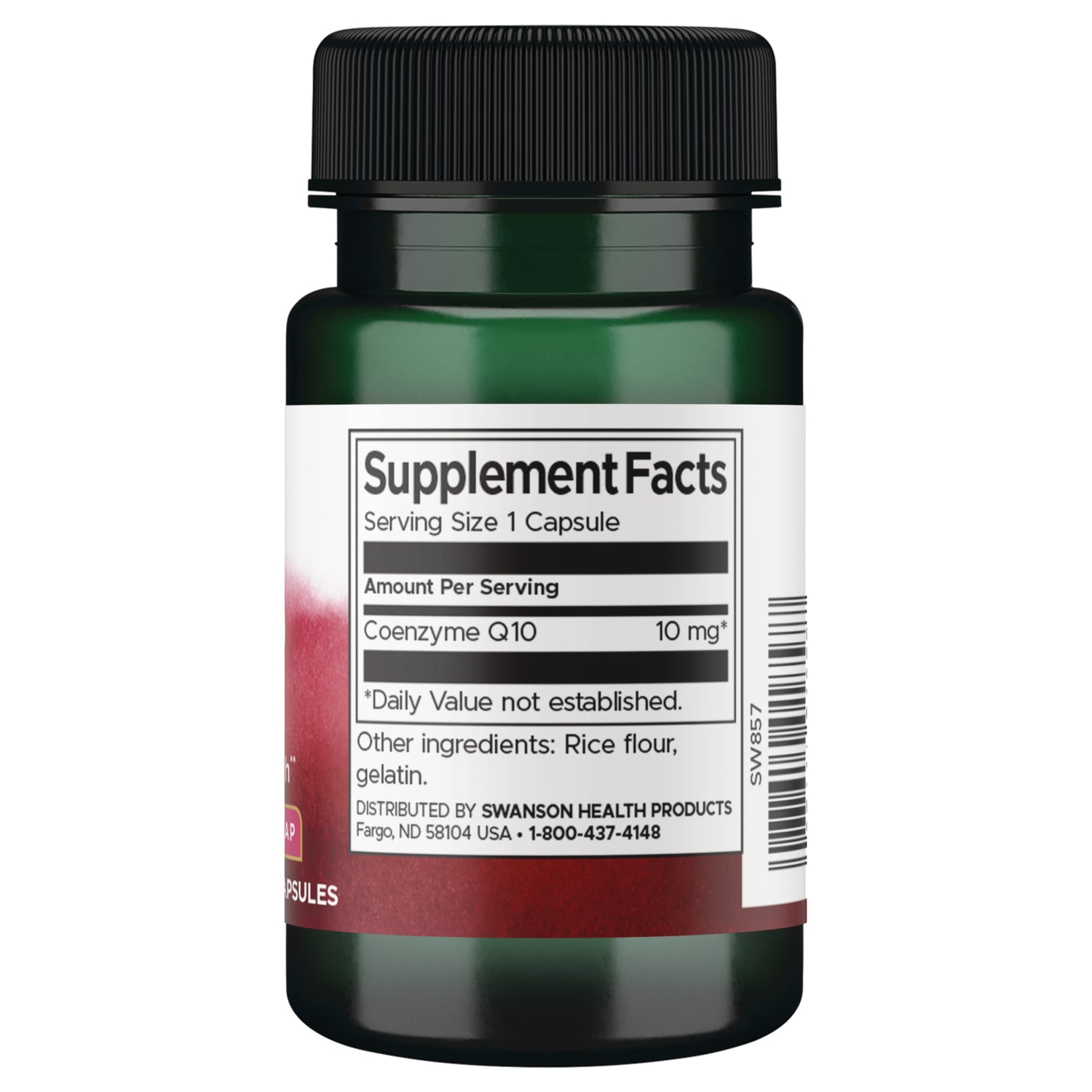 SW857 | Back label with supplement facts and serving information