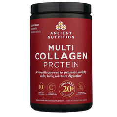 ATN047 | Ancient Nutrition Multi Collagen Protein red tub front showing product name and 20 g collagen per 2 scoops