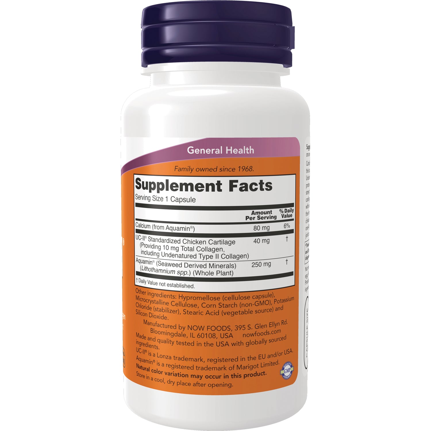 NWF1314 | Back of white supplement bottle showing Supplement Facts panel reading Serving Size 1 Capsule and manufacturer Now Foods