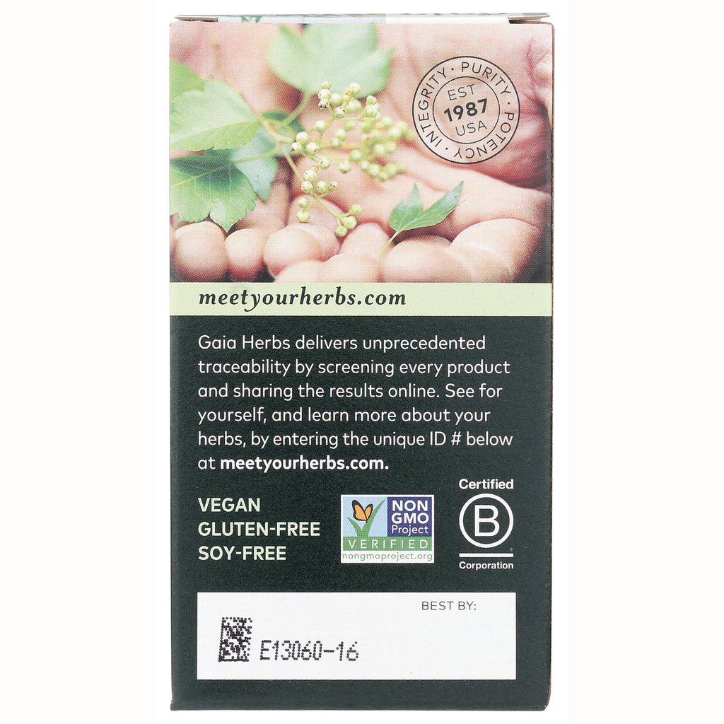GH080 | Back panel with meetyourherbs.com, vegan gluten-free soy-free labels, Non-GMO Project and Certified B logos, best by E13060-16 - Thumbnail