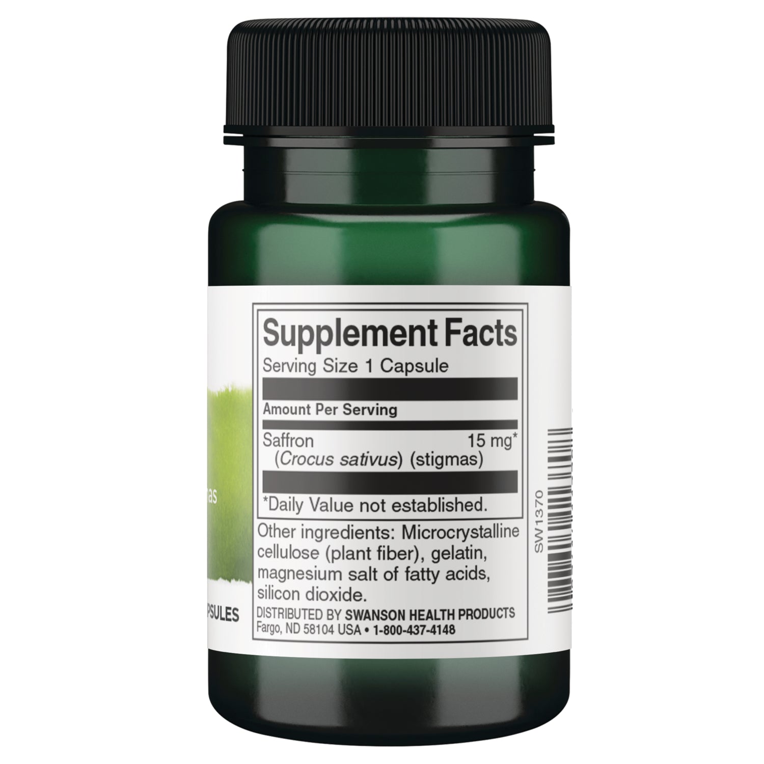 SW1370 | Back label with supplement facts and serving information