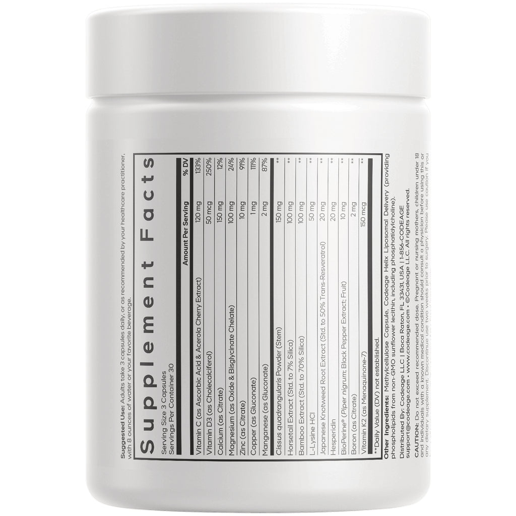 CDG044 | back of white supplement jar showing Supplement Facts label and nutrition facts panel - Thumbnail