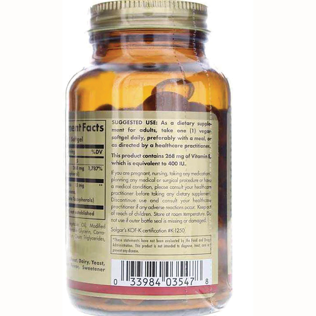 SLG308 | Back label of amber supplement bottle showing suggested use, warnings, nutrition panel, and barcode - Thumbnail