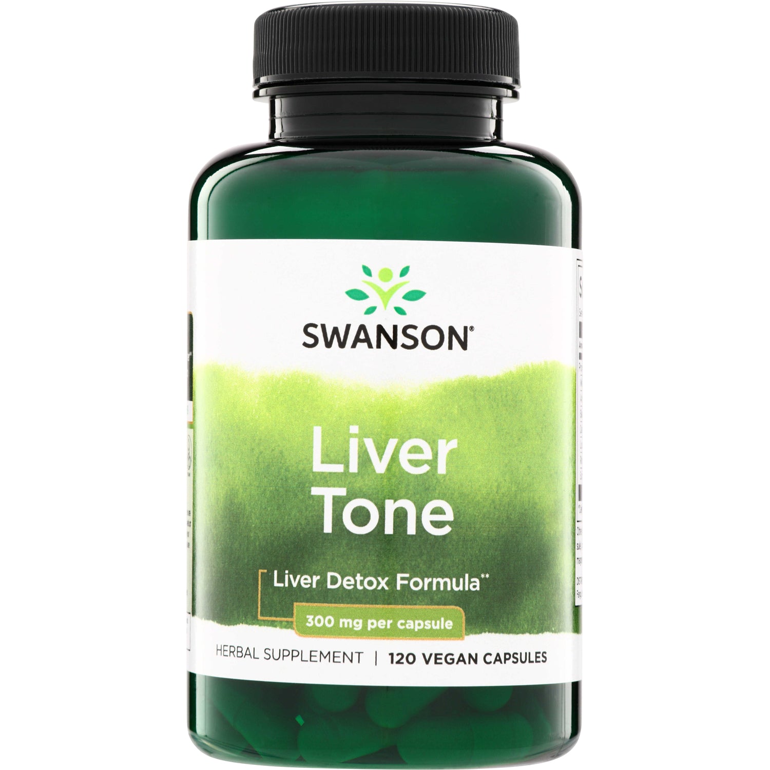 SWU761 | Swanson Liver Tone bottle, Liver Detox Formula, 300 mg per capsule, 120 vegan capsules