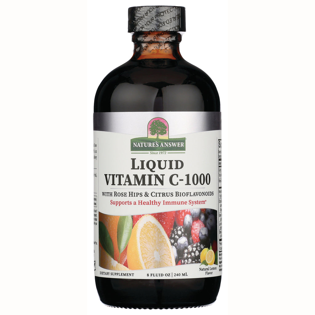 NAT097 | Nature's Answer liquid Vitamin C-1000 brown glass bottle with fruit images on label - Thumbnail