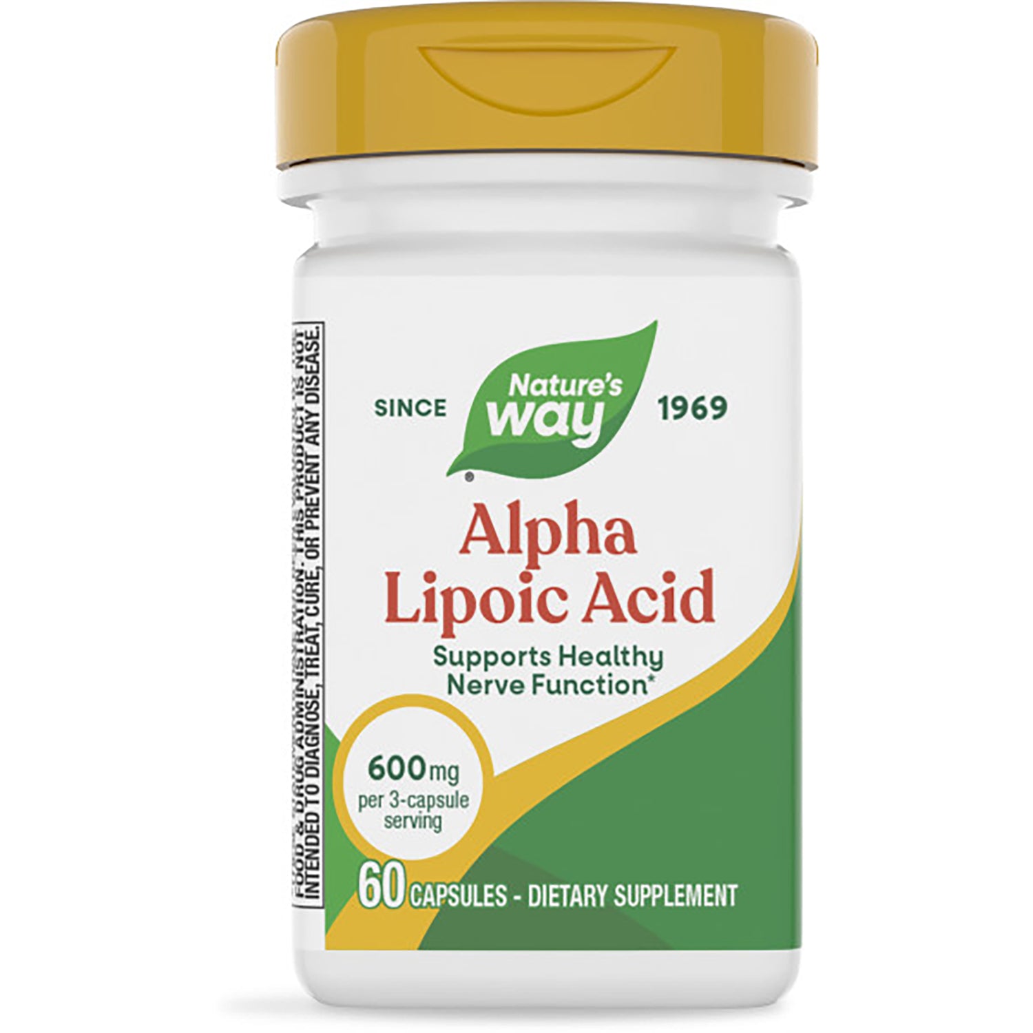 NW776 | Nature's Way Alpha Lipoic Acid 60-capsule dietary supplement bottle with green cap