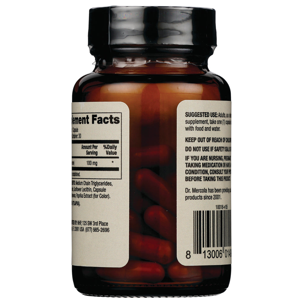 MRC109 | Amber pill bottle back showing supplement facts label, warnings, and barcode - Thumbnail