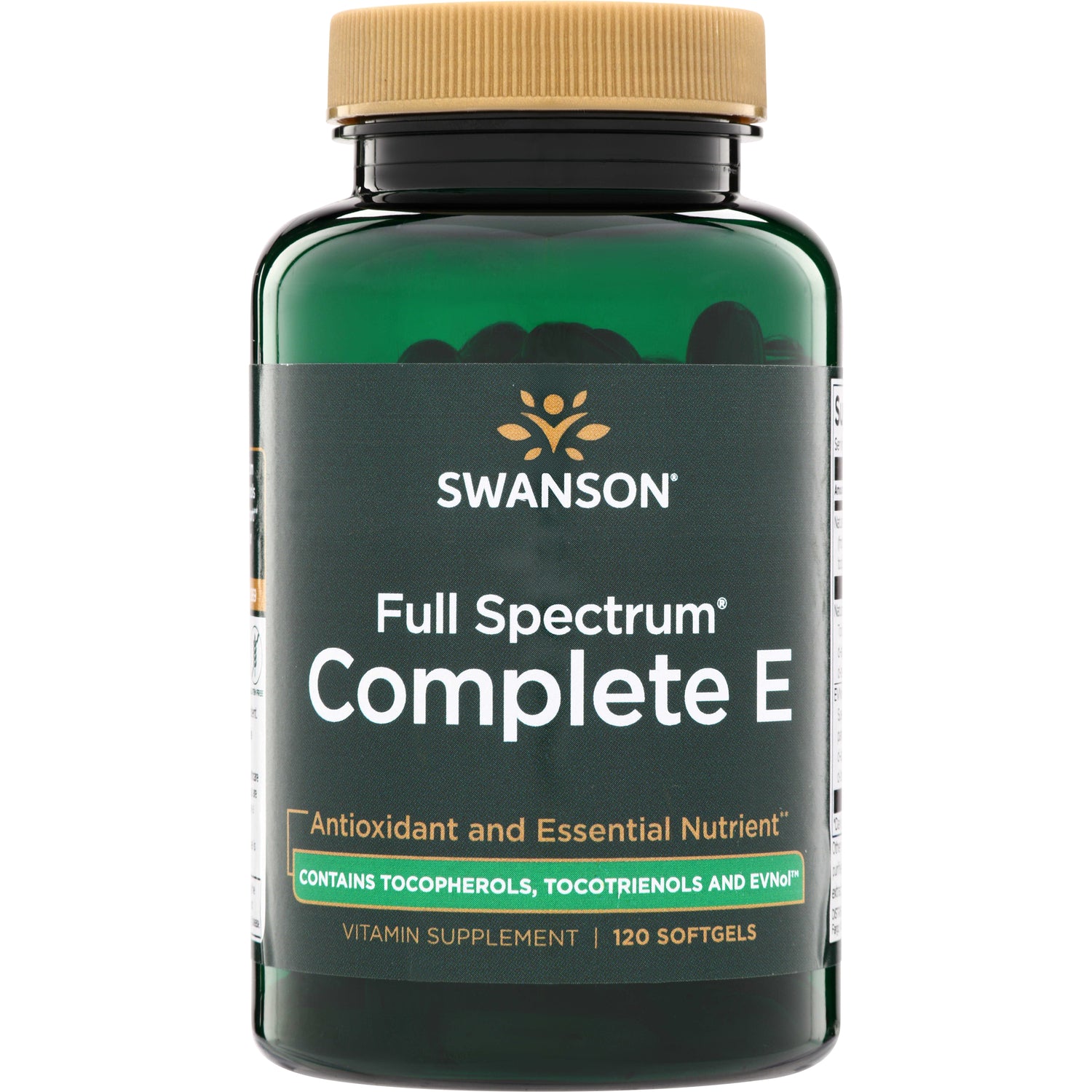 SWU209 | Swanson Full Spectrum Complete E supplement bottle, 120 softgels; Antioxidant and Essential Nutrient