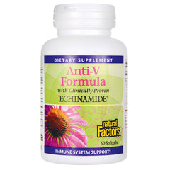 NFC044 | Natural Factors Anti-V Formula bottle front labeled ECHINAMIDE 60 Softgels immune system support