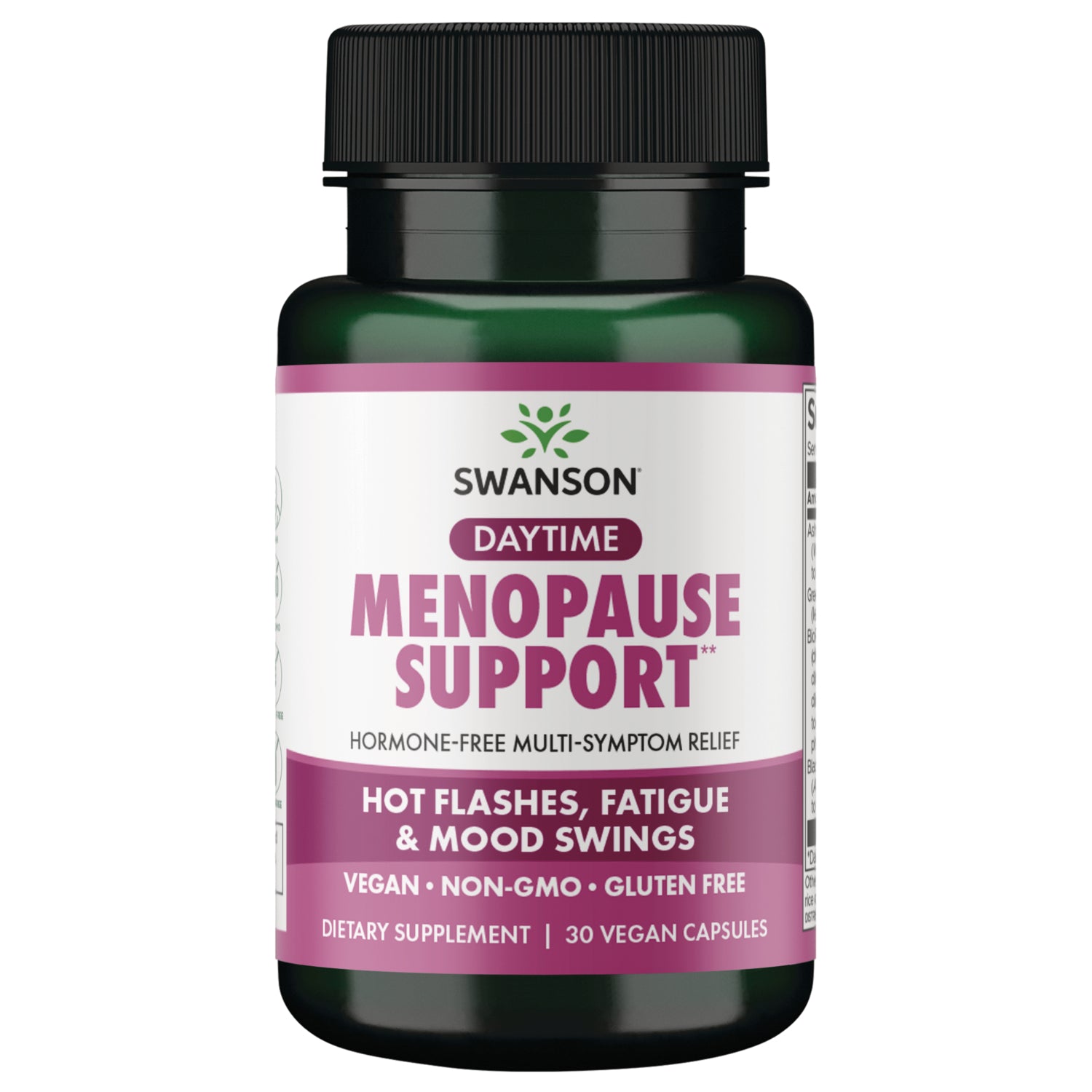 SW1983 | Swanson Menopause Support label with Hot Flashes, Fatigue & Mood Swings tagline, supplement facts and barcode