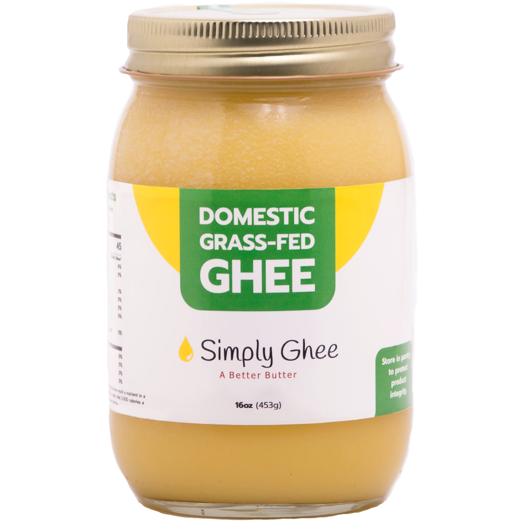 SMG005 | Glass jar of domestic grass-fed ghee labeled Simply Ghee 16oz - Thumbnail