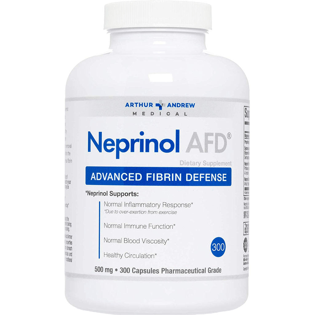 AAM004 | White supplement bottle labeled Neprinol AFD Advanced Fibrin Defense, 300 capsules, 500 mg - Thumbnail