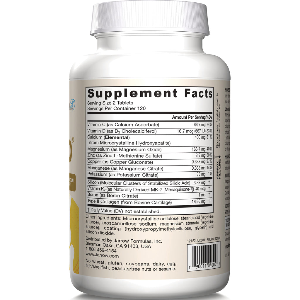 JR293 | Back of white supplement bottle showing Supplement Facts panel, ingredient list and barcode - Thumbnail