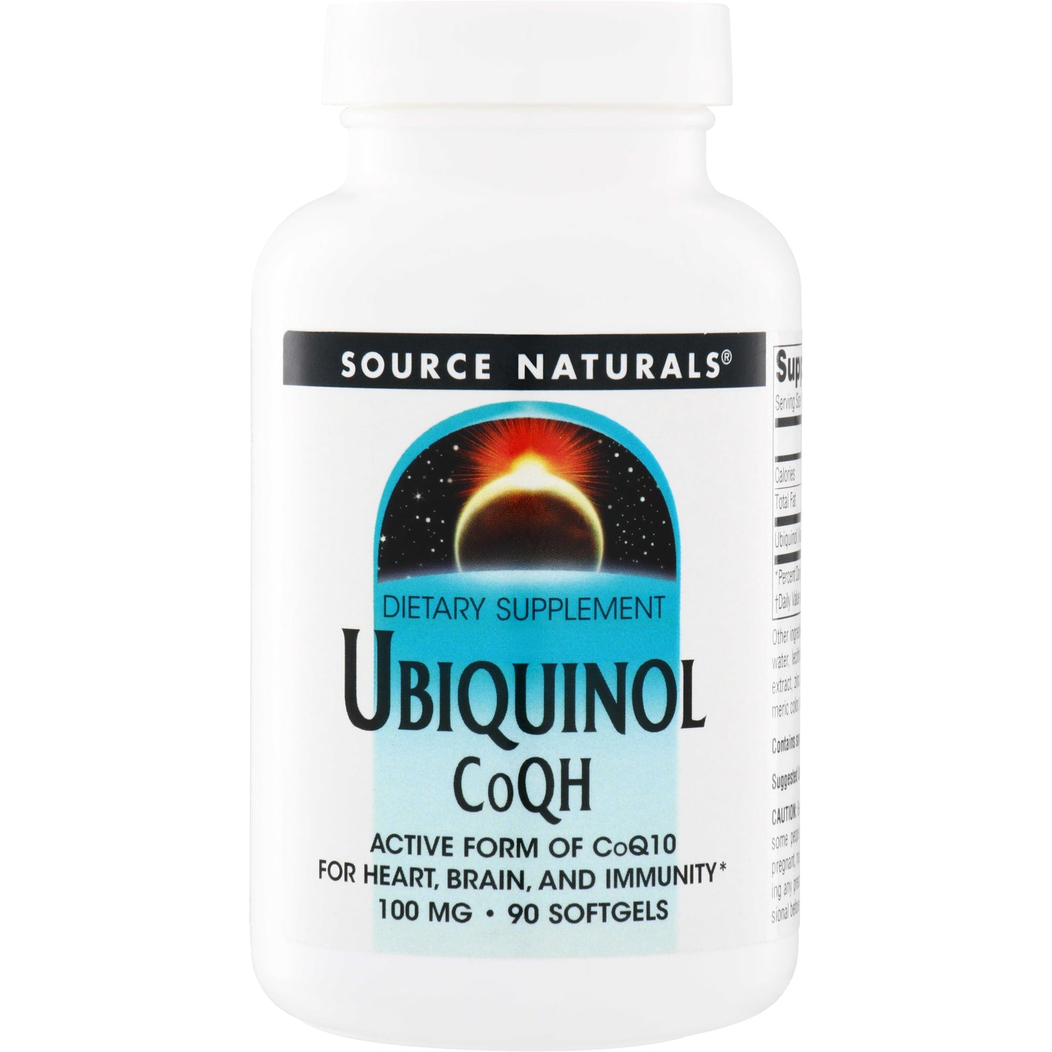 SN449 | Source Naturals Ubiquinol CoQH dietary supplement, active form of CoQ10, 100 mg, 90 softgels