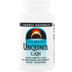 SN449 | Source Naturals Ubiquinol CoQH dietary supplement, active form of CoQ10, 100 mg, 90 softgels