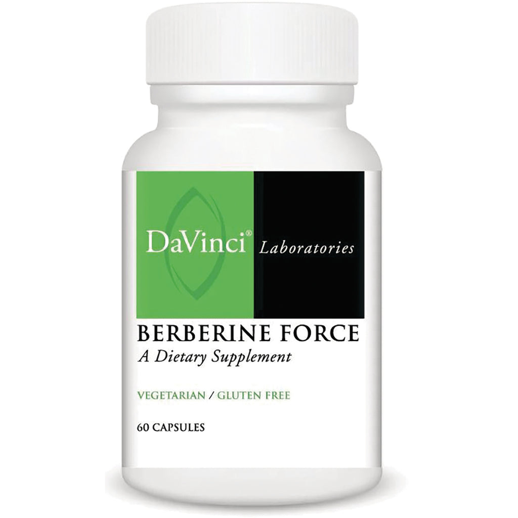 DVL031 | DaVinci Laboratories Berberine Force dietary supplement bottle label reading BERBERINE FORCE, vegetarian gluten free, 60 capsules - Thumbnail