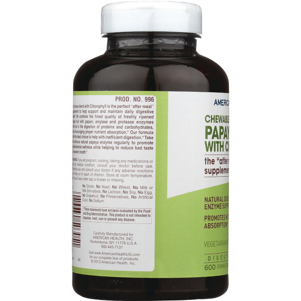 AM132 | Back label of brown supplement bottle with white cap and green and white label showing product info and text 'PROD. NO. 996' - Thumbnail