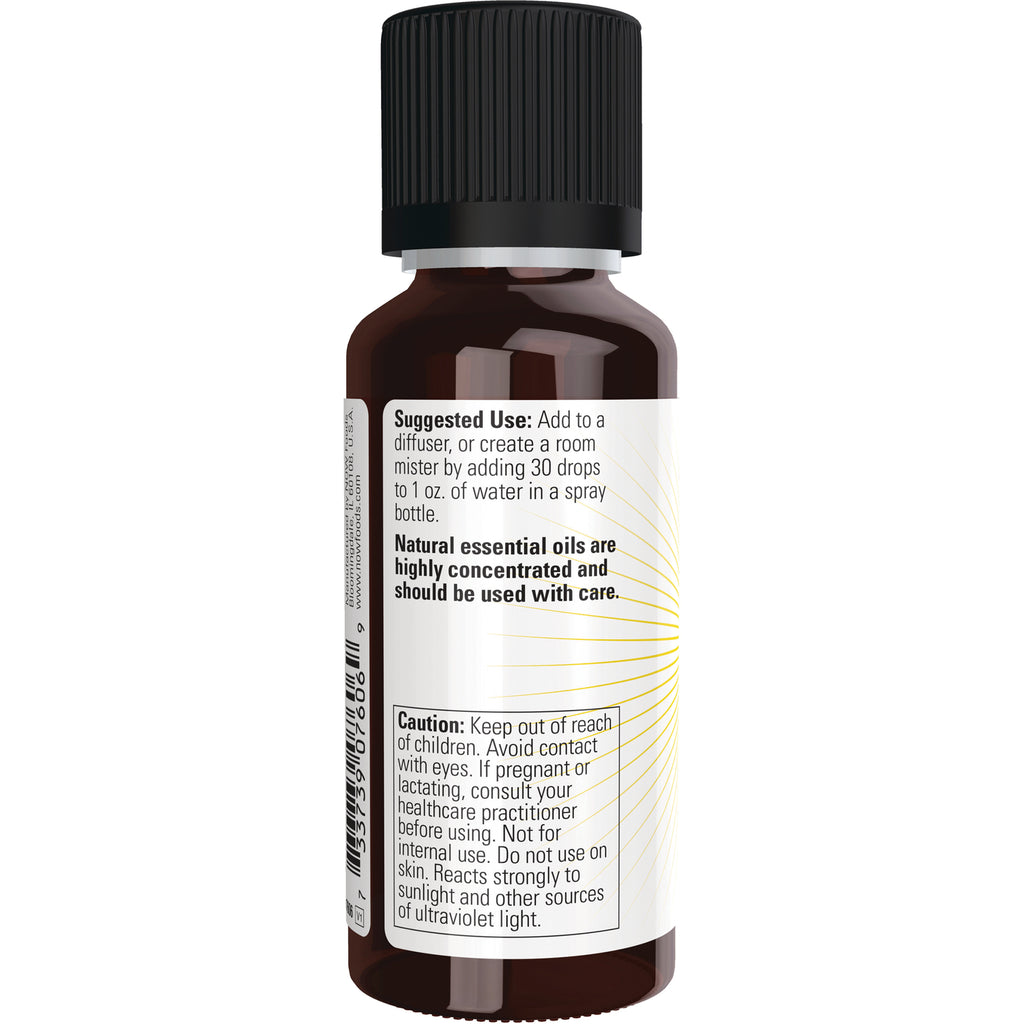 NWF1227 | Back label of amber essential oil bottle showing suggested use and caution text - Thumbnail