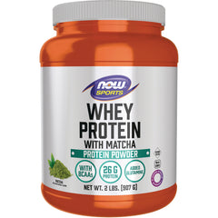 NWF1427 | Now Sports Whey Protein with Matcha 2 lb orange tub, front label showing 26 g protein
