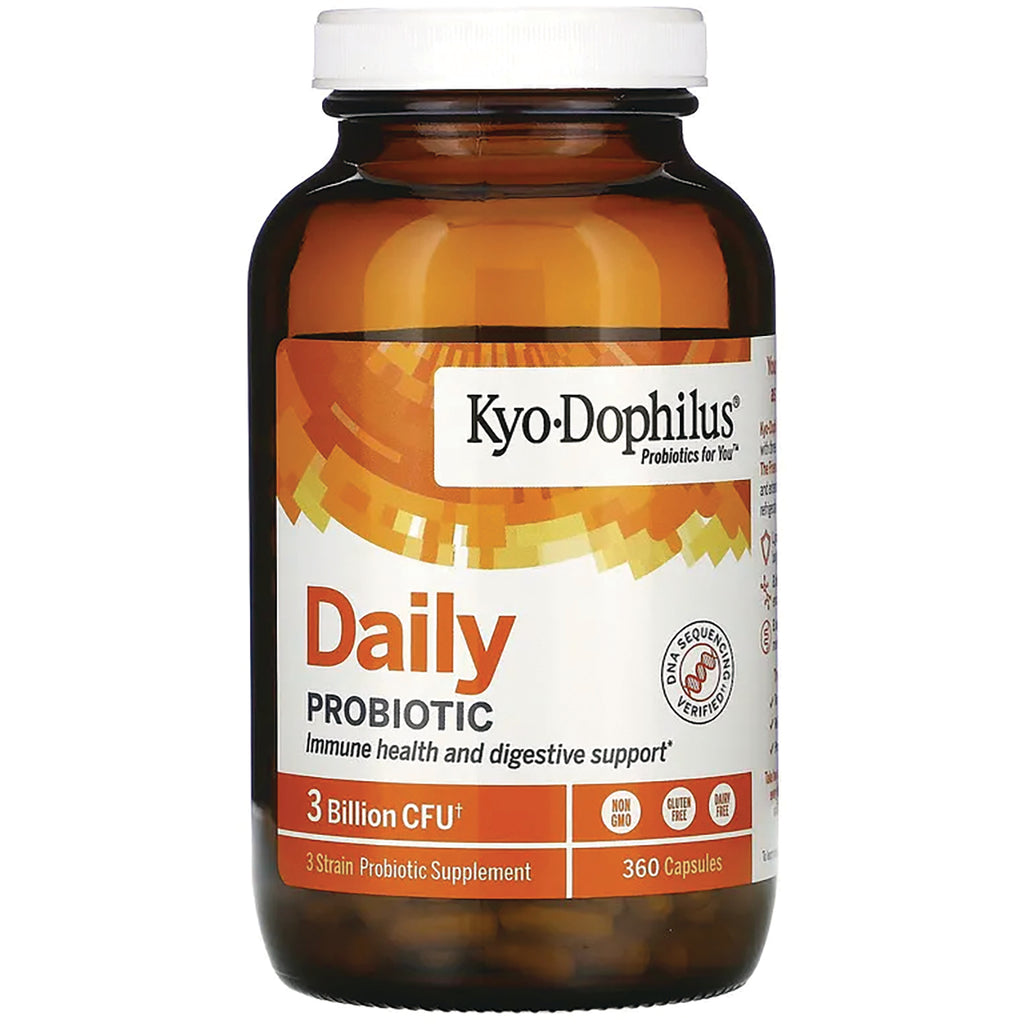 KY073 | Amber bottle labeled Kyo-Dophilus Daily probiotic, 3 Billion CFU, 360 capsules - Thumbnail