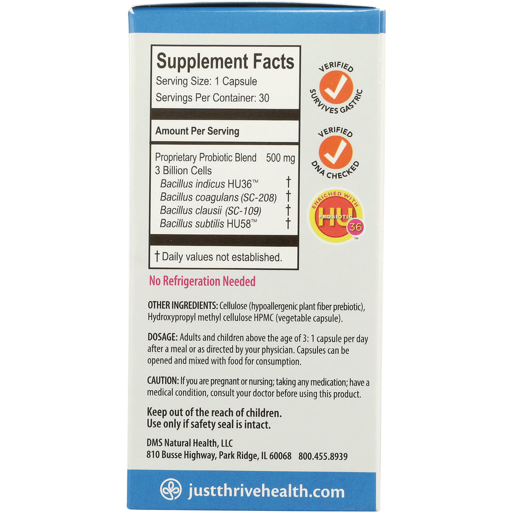 JTR001 | Back of supplement box showing Supplement Facts panel, ingredients, dosage instructions, and No Refrigeration Needed - Thumbnail