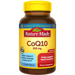 NTM077 | Nature Made CoQ10 100 mg bottle, 72 softgels front label