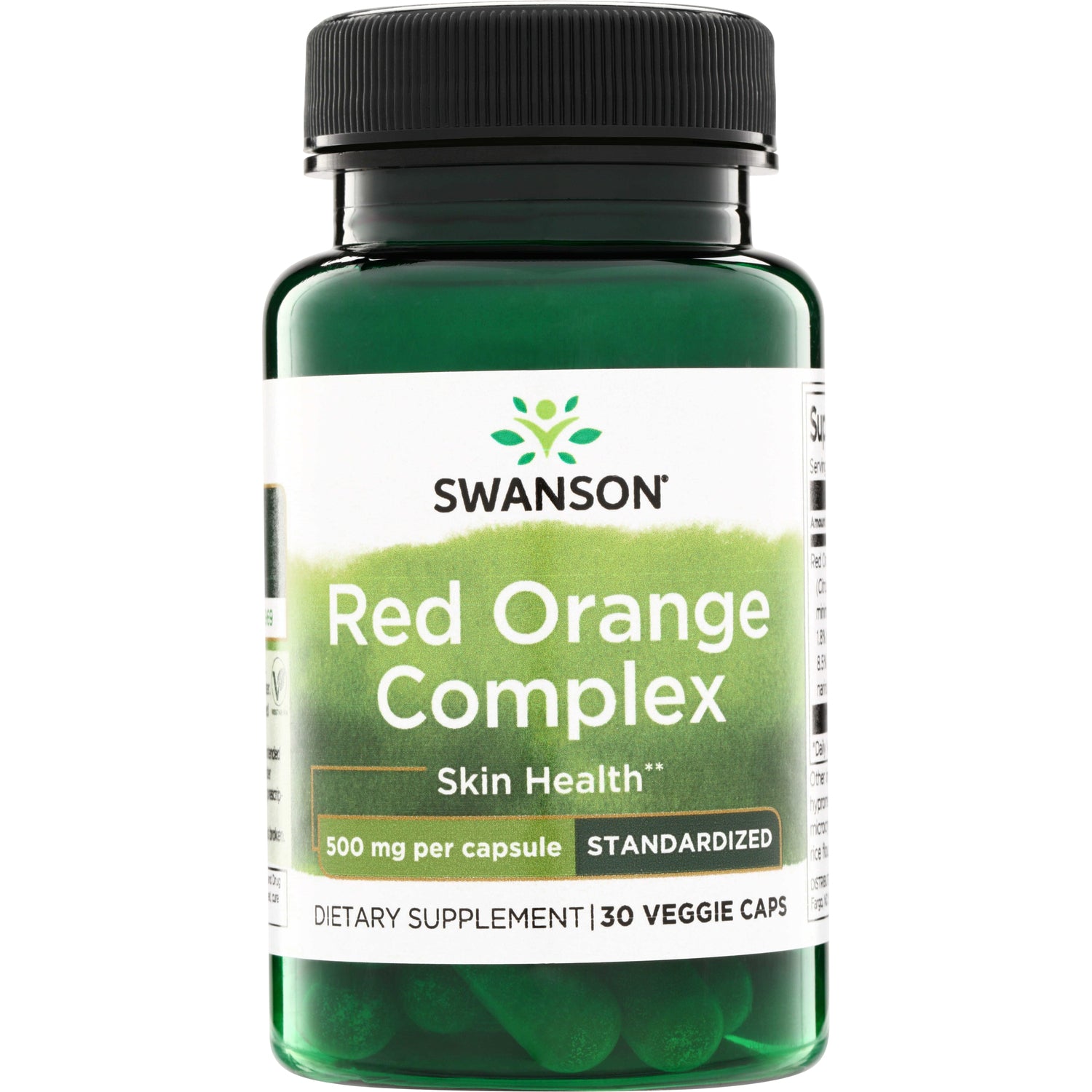 SWH256 | Swanson Red Orange Complex bottle, Skin Health, 500 mg per capsule, 30 veggie caps