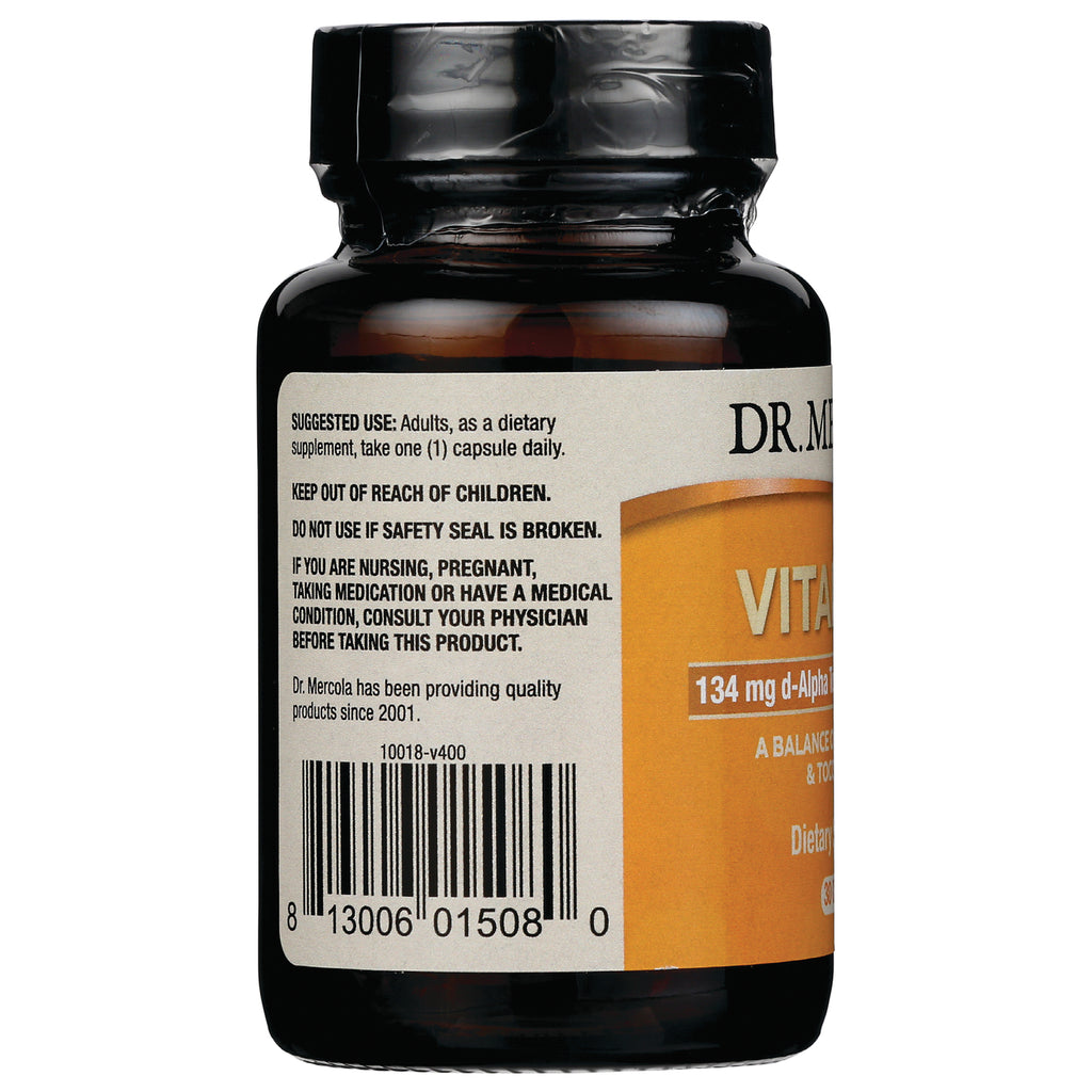 MRC082 | back label of amber supplement bottle showing suggested use, warnings and barcode and partial orange front label - Thumbnail