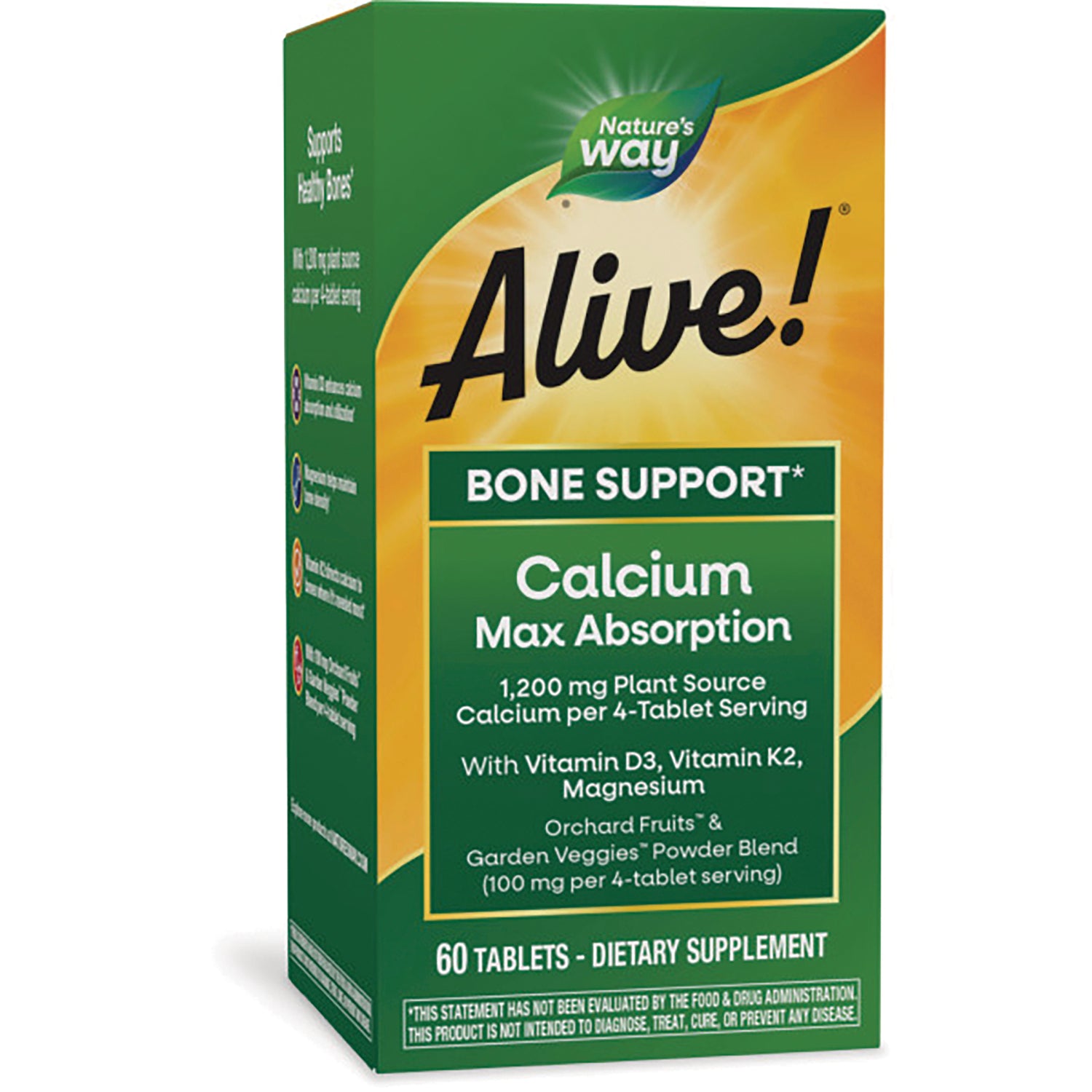 NW857 | Alive! Bone Support Calcium Max Absorption 60 tablets dietary supplement box front