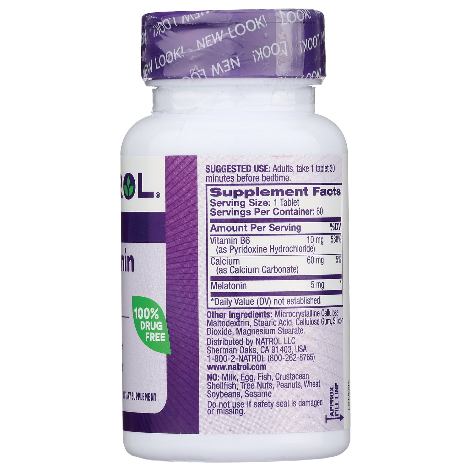 NA437 | back label showing Supplement Facts, serving size 1 tablet, ingredients and warnings