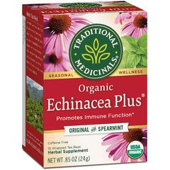 TMD005 | Traditional Medicinals Organic Echinacea Plus tea box, promotes immune function, Original with Spearmint, 16 tea bags