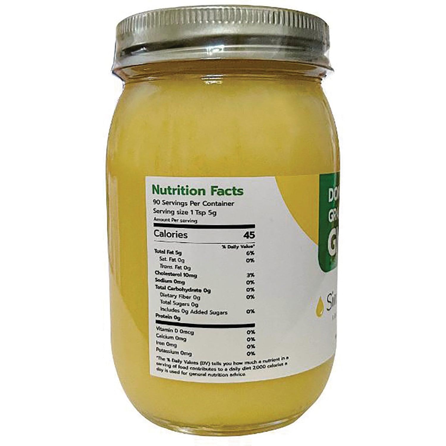 SMG005 | Glass jar with yellow spread showing nutrition facts label on back