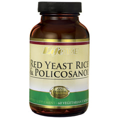 LFT053 | LifeTIME Red Yeast Rice & Policosanol supplement bottle labeled 60 vegetarian capsules