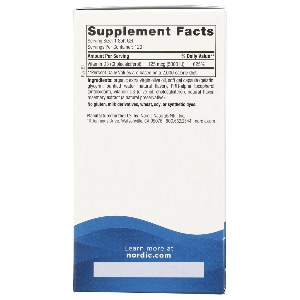 NRN105 | Back of white supplement box showing Supplement Facts panel, ingredients, manufacturer info and nordic.com - Thumbnail