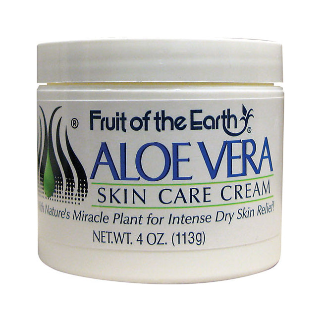 FE006 | Fruit of the Earth Aloe vera skin care cream jar labeled NET WT. 4 OZ (113g)