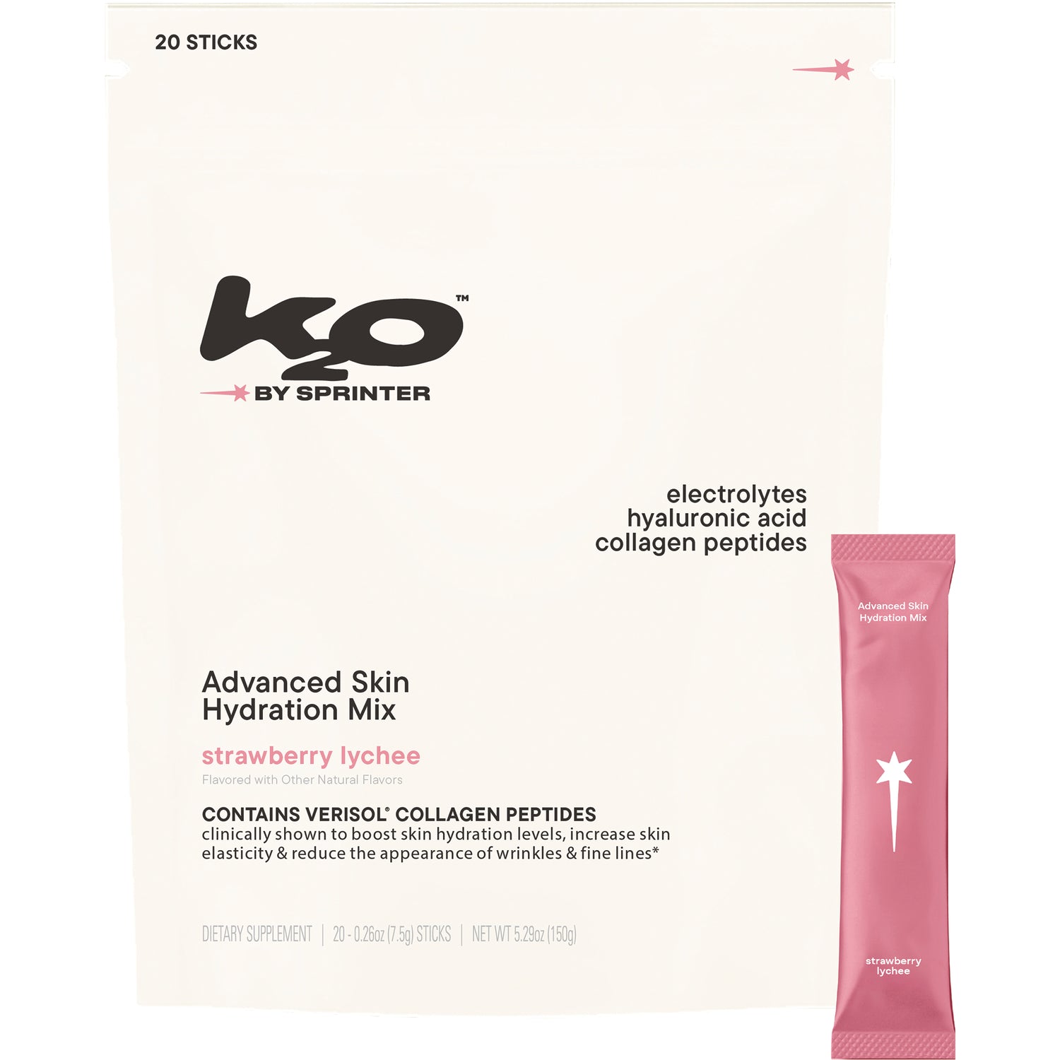 KTO002 | KO by Sprinter Advanced Skin Hydration Mix Strawberry Lychee, 20 sticks