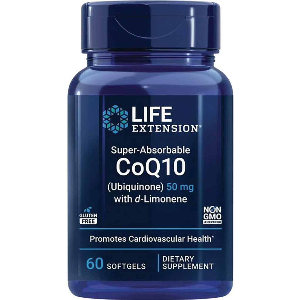 LE456 | Life Extension Super-Absorbable CoQ10 50 mg, 60 softgels dietary supplement bottle - Thumbnail