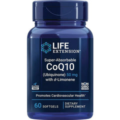 LE456 | Life Extension Super-Absorbable CoQ10 50 mg, 60 softgels dietary supplement bottle