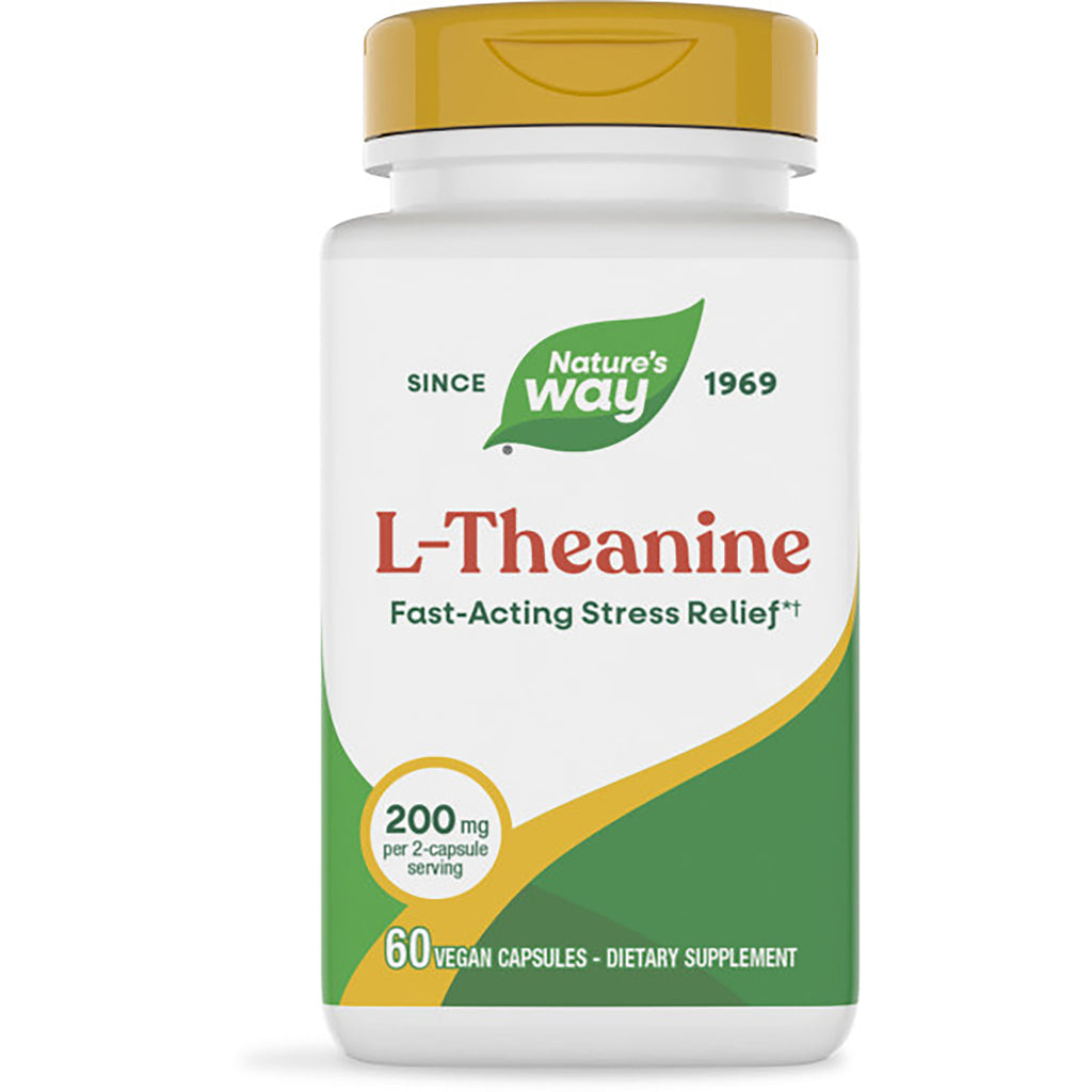 ET277 | Nature's Way L-THEANINE supplement bottle, 60 vegan capsules, 200 mg per 2-capsule serving - Thumbnail