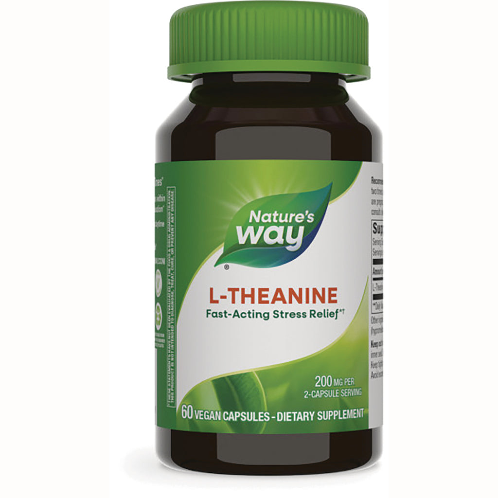ET277 | Nature's Way L-THEANINE supplement bottle, 60 vegan capsules, 200 mg per 2-capsule serving - Thumbnail