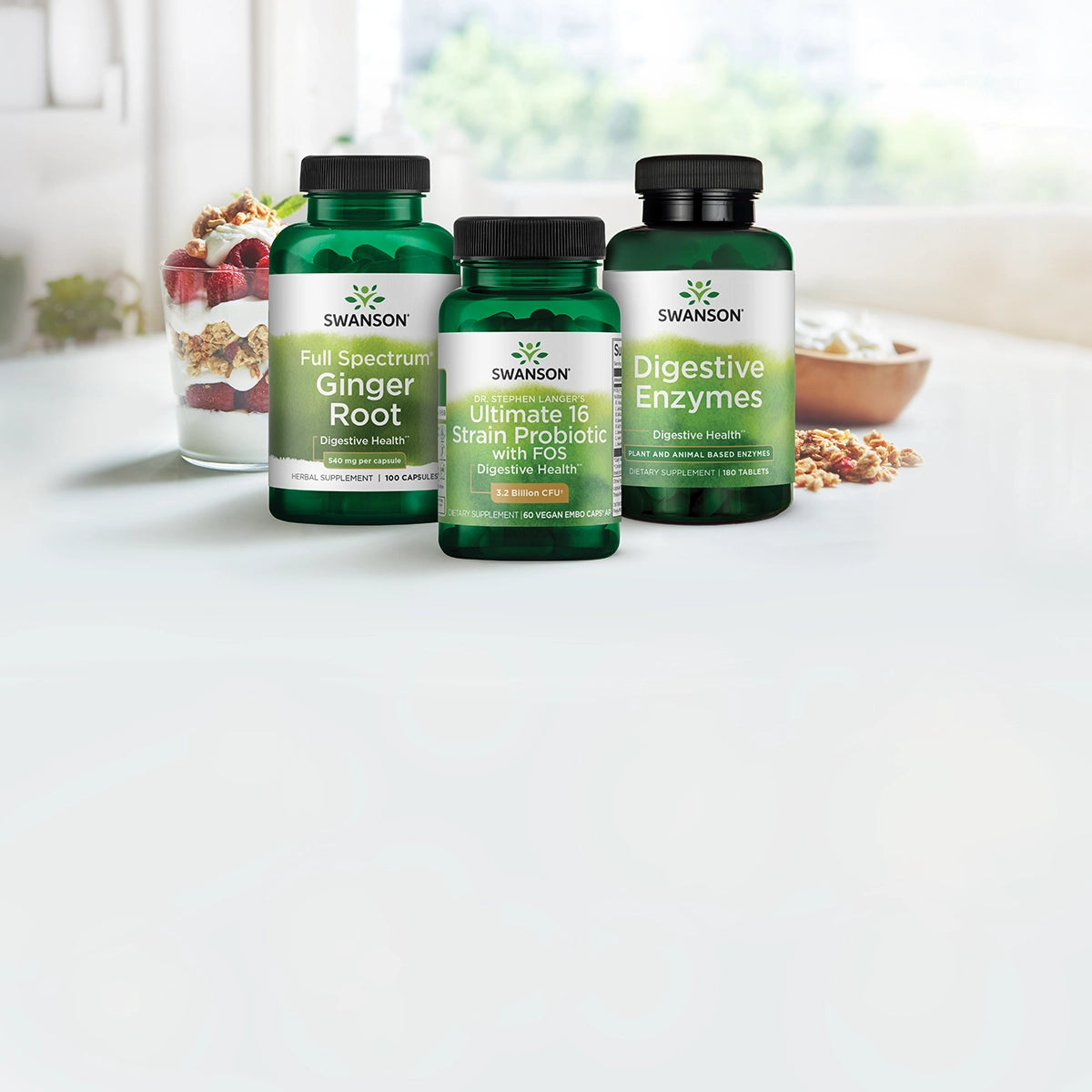 Full spectrum ginger root, ultimate 16-strain probiotic with FOD, digestive enzymes