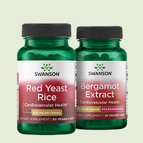 Swanson Red Yeast Rice and Bergamot Extract on light green background