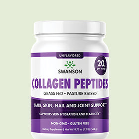 Swanson Collagen Peptides container on a light green background
