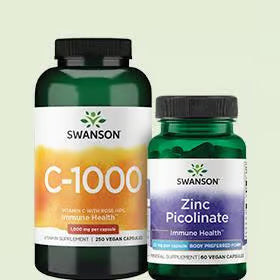 Swanson C-1000 and Zinc Picolinate on a light green background