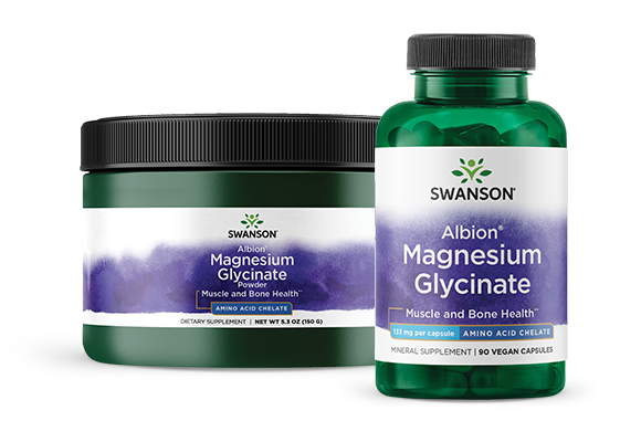 Two Swanson brand magnesium supplements on a white background