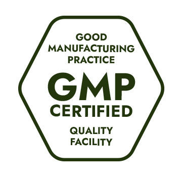 GMP Certified Quality Facility logo with green text on a white background